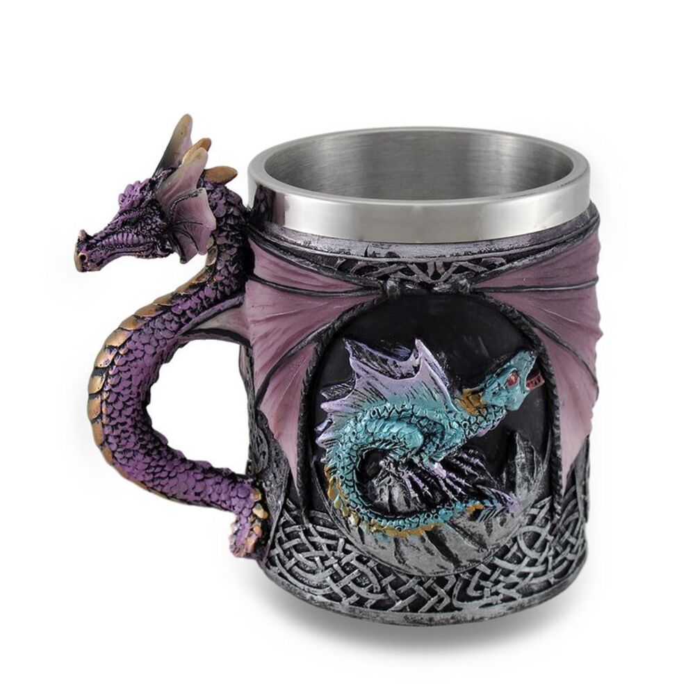 Purple Gothic Dragon Decorative Tankard Celtic Knot Work Mug / Pencil Holder